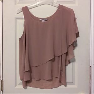 Forever 21 Tan chiffon one sleeve top